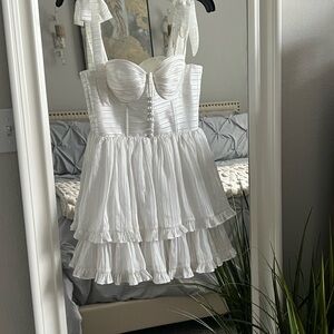 NWT!!! Adeirlina White ChicTiered Mini Dress XS